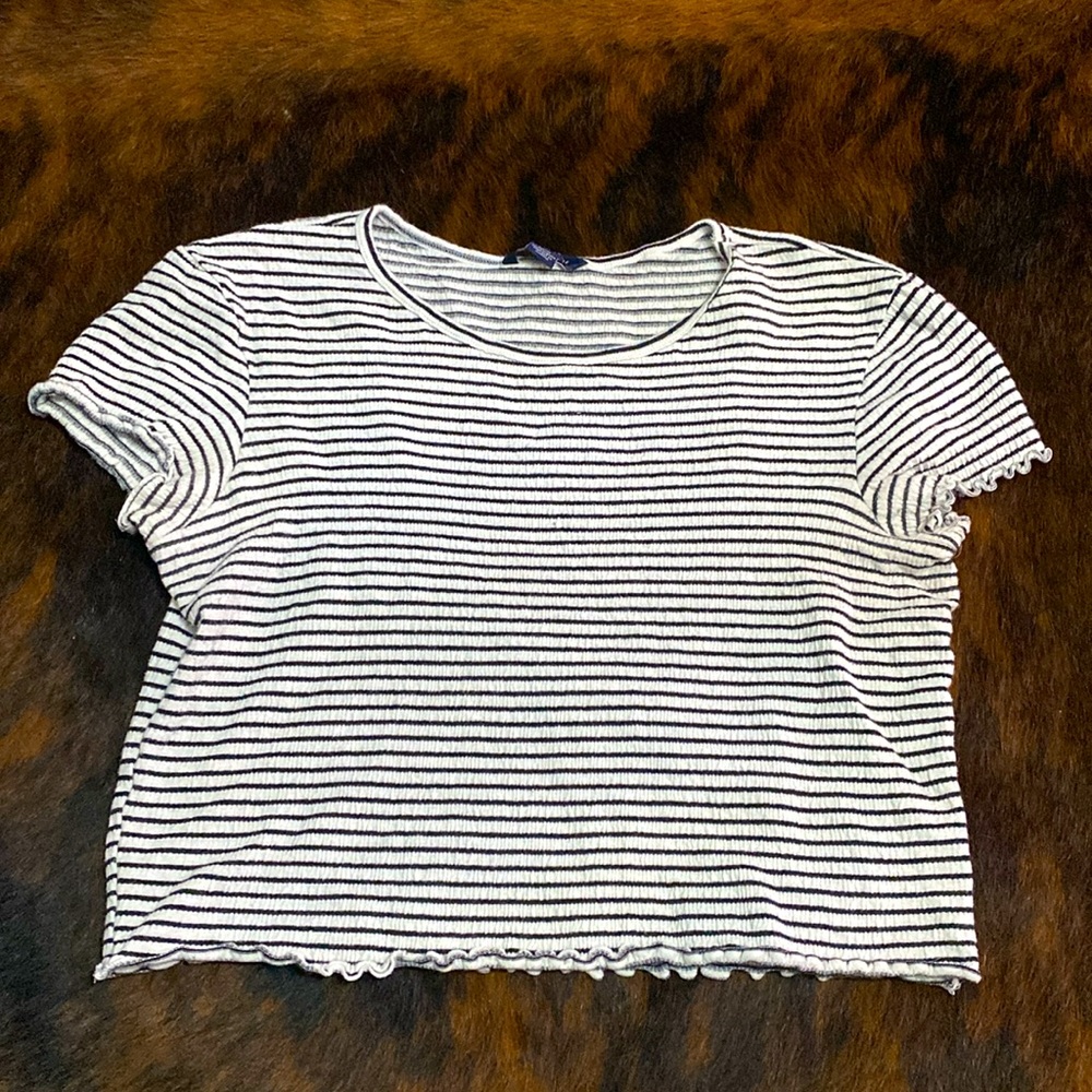 American Eagle Black/White Striped Crop Top- Size M